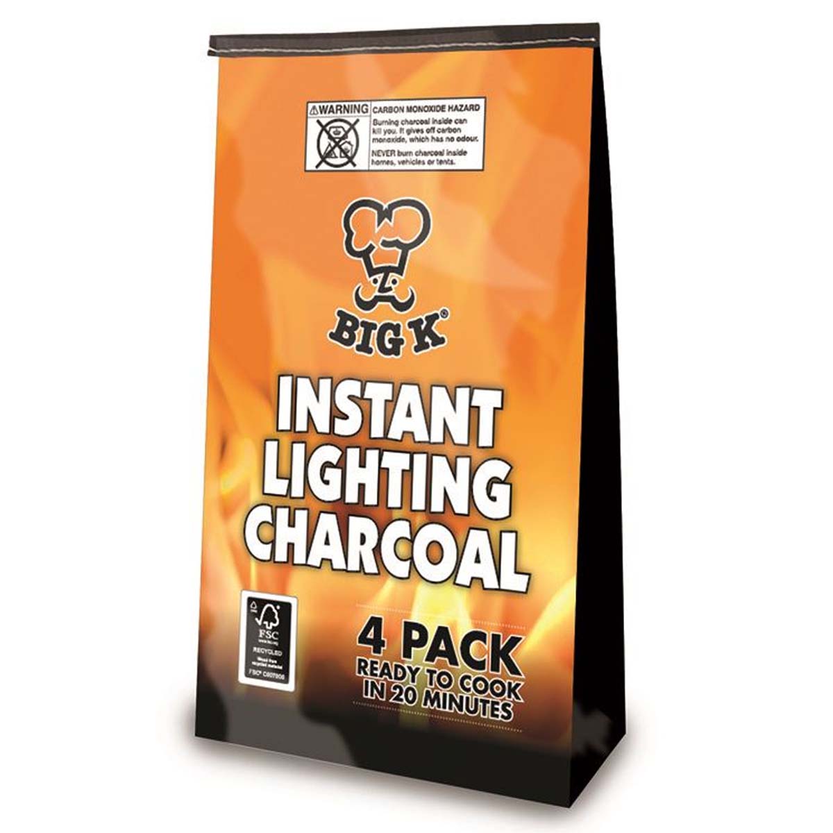 Big K - Instant Lighting Charcoal Bags - 4 x 1lg - Continental Food Store