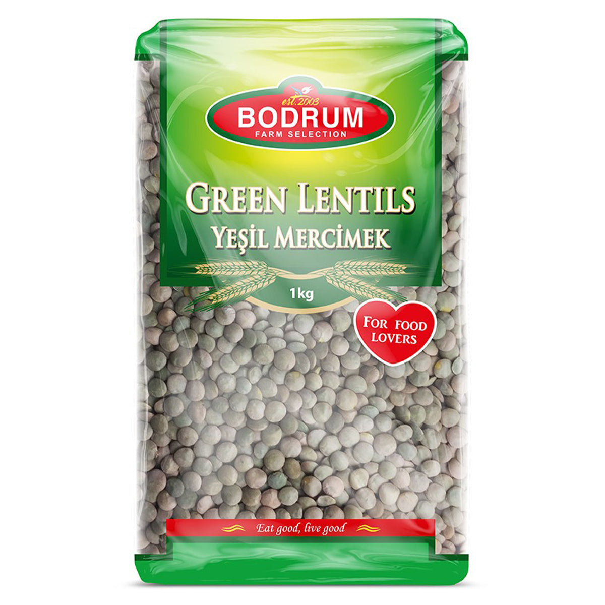 Bodrum - Green lentils - 1kg, in a bag.