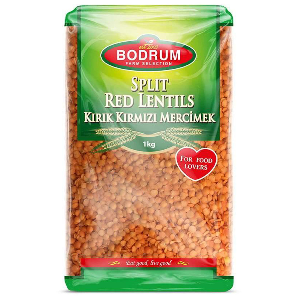 Split Bodrum red lentils in a bag.