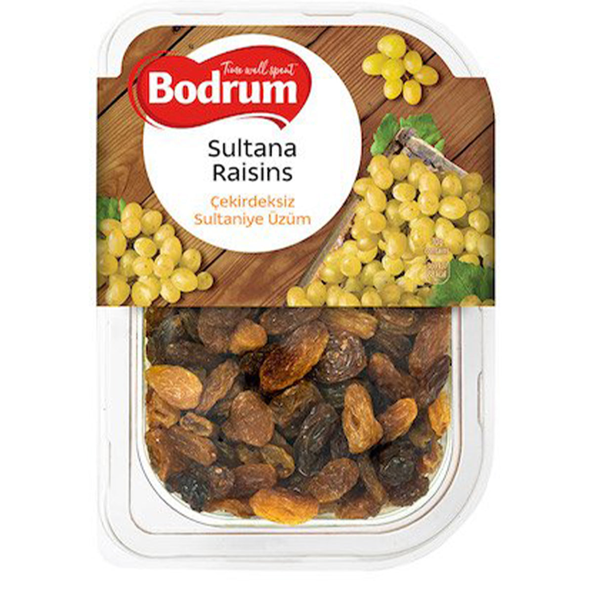 Bodrum - Sultana Raisins - 250g in a plastic container.