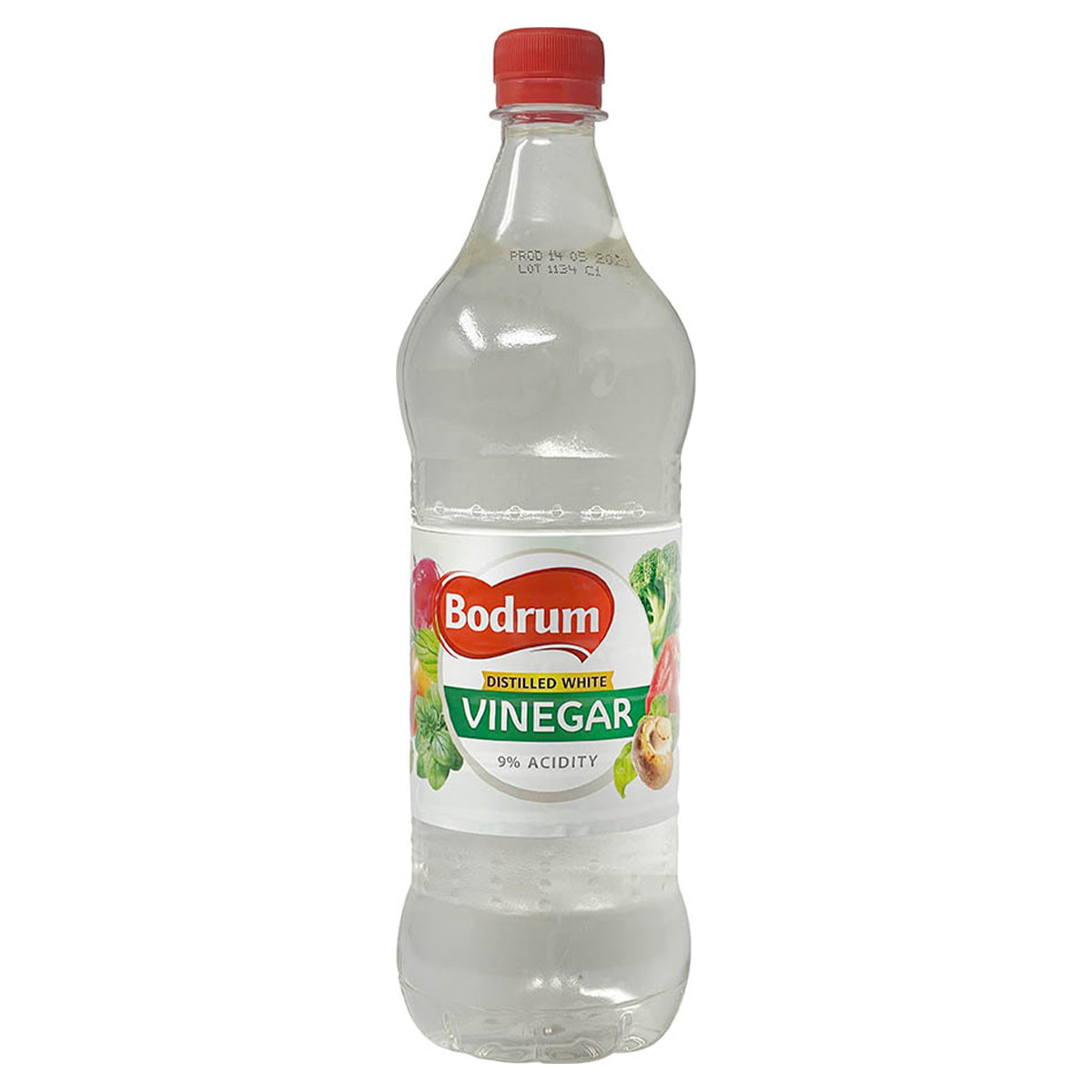 A bottle of Bodrum - White Vinegar - 1L on a white background. A bottle of Bodrum - White Vinegar - 1L on a white background.