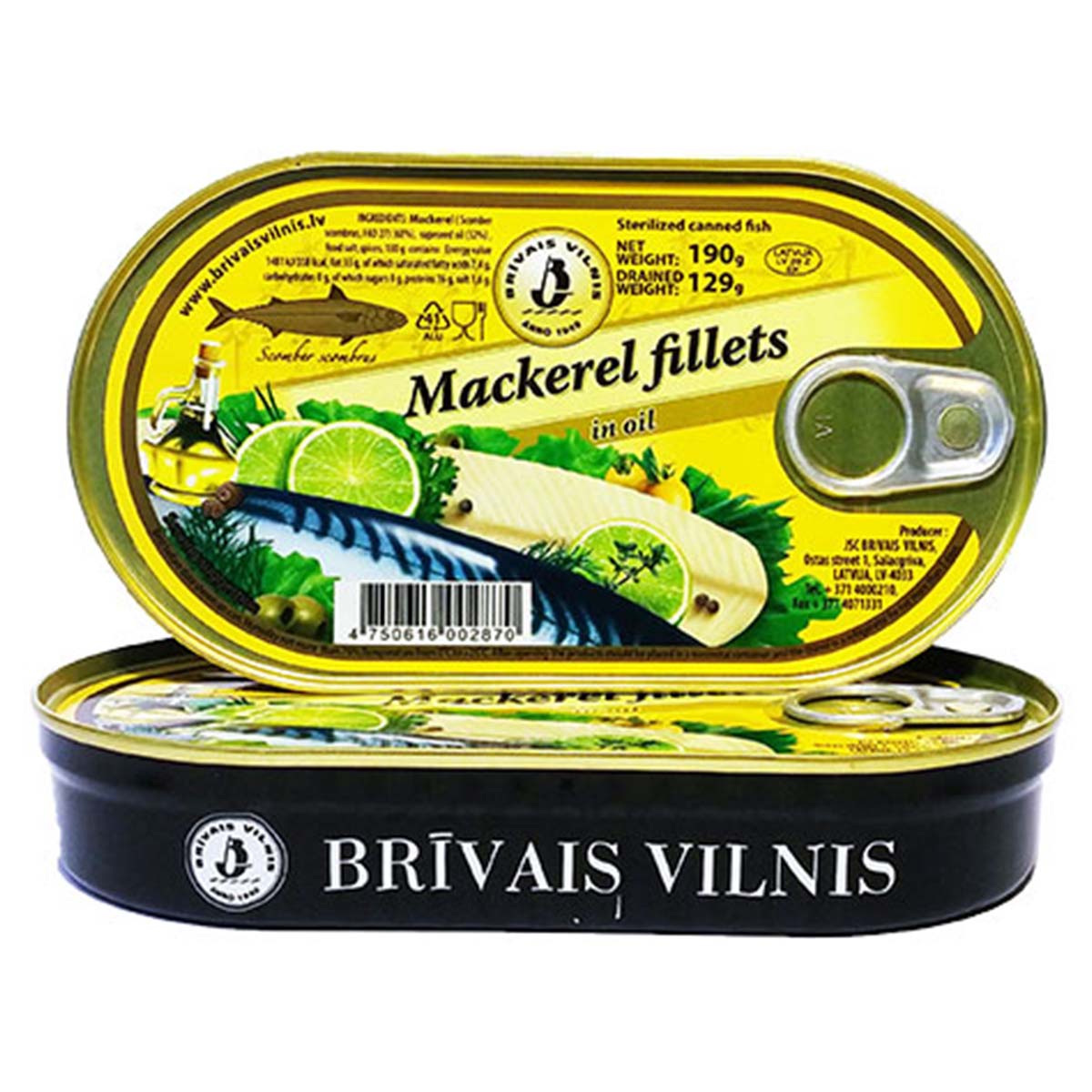 Brivais Vilnis - Mackerel Fillets in Oil - 190g - Continental Food Store