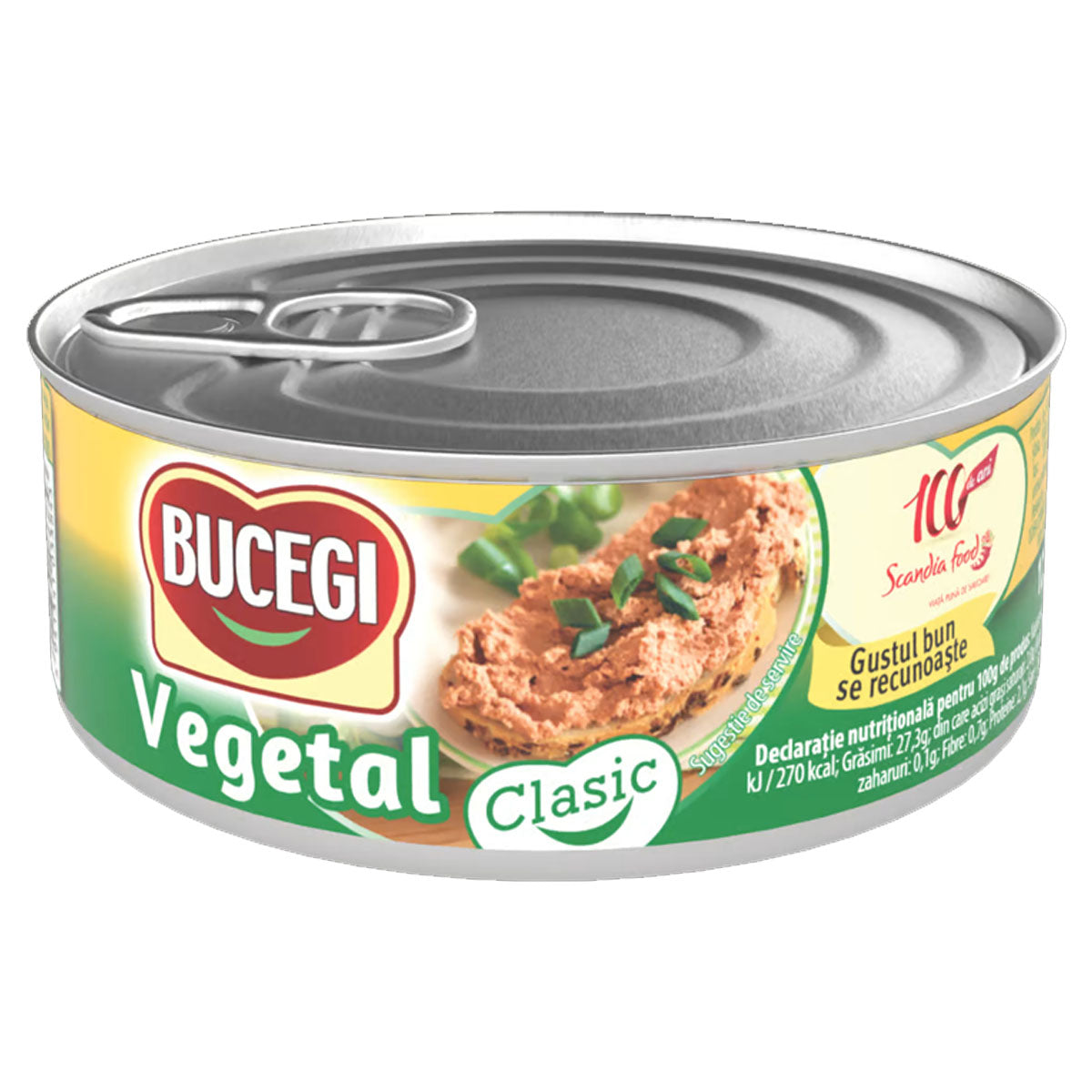 A can of Bucegi - Vegetable Pate (Vegetal Clasic) - 120g by Bucegi. A can of Bucegi - Vegetable Pate (Vegetal Clasic) - 120g by Bucegi.