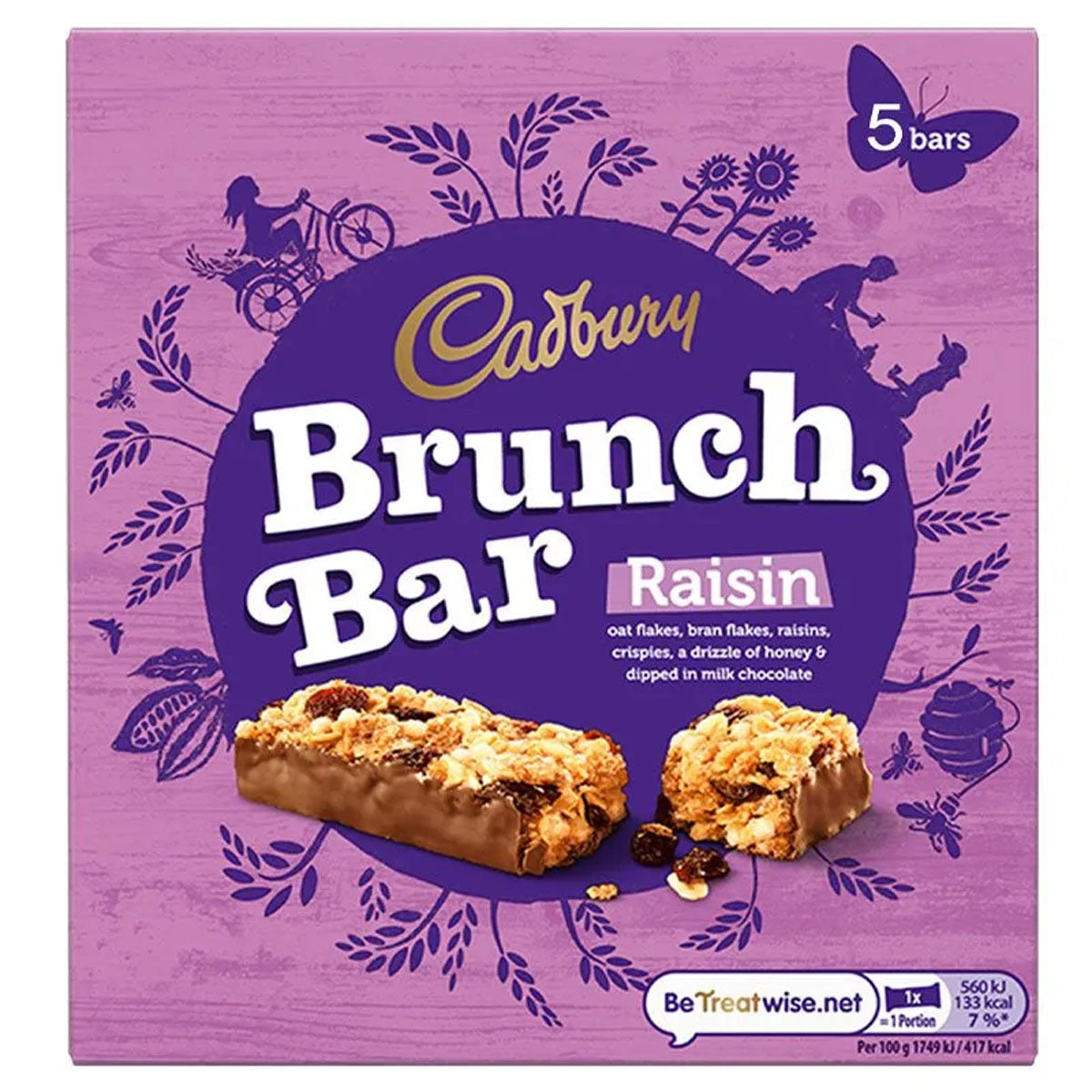 Cadbury - Brunch Bar Raisin - 32g 5 Pack - Continental Food Store