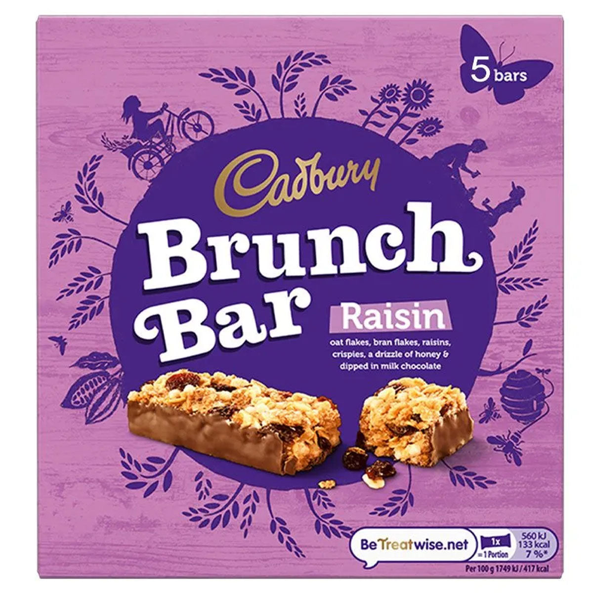 Cadbury - Brunch Bar Raisin - 32g 5 Pack - Continental Food Store Cadbury - Brunch Bar Raisin - 32g 5 Pack - Continental Food Store