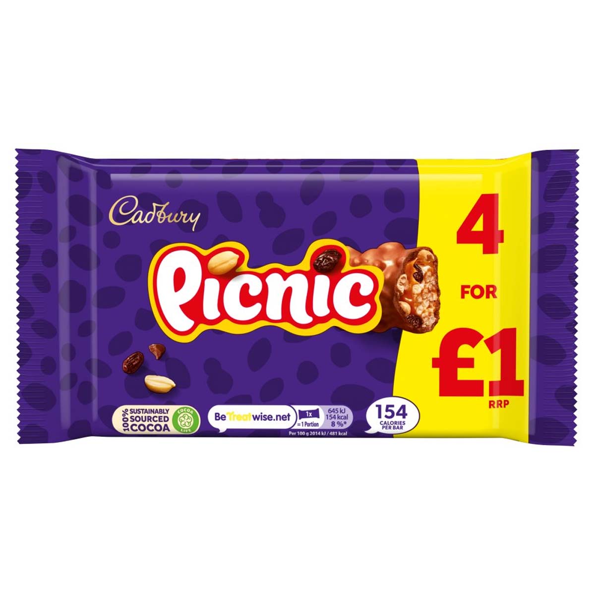 Cadbury - Picnic Chocolate Bar - 4 Pack 128g - Continental Food Store Cadbury - Picnic Chocolate Bar - 4 Pack 128g - Continental Food Store