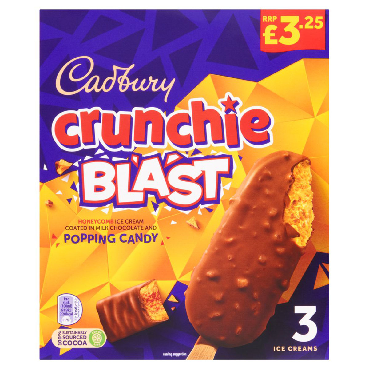 Cadbury - Crunchie Blast Ice Creams - 3 x 100ml (300ml) - Continental Food Store Cadbury - Crunchie Blast Ice Creams - 3 x 100ml (300ml) - Continental Food Store
