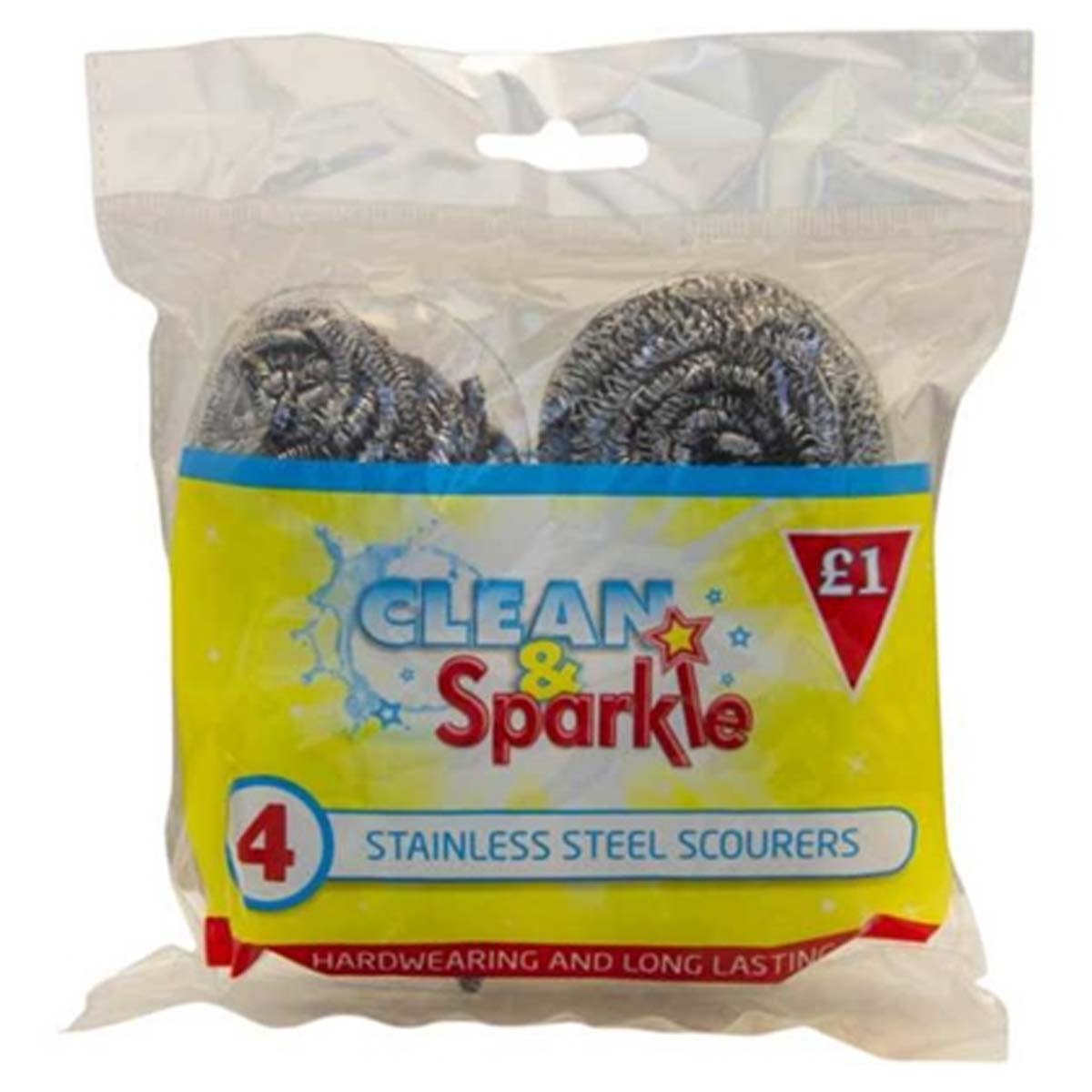 Clean & Sparkle - Stainless Steel Scourers - 4pcs - Continental Food Store