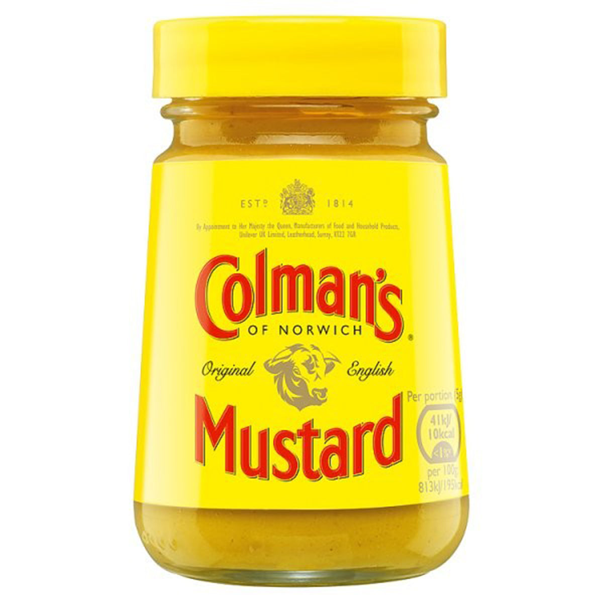 A jar of Colmans - Mustard - 100g on a white background.
