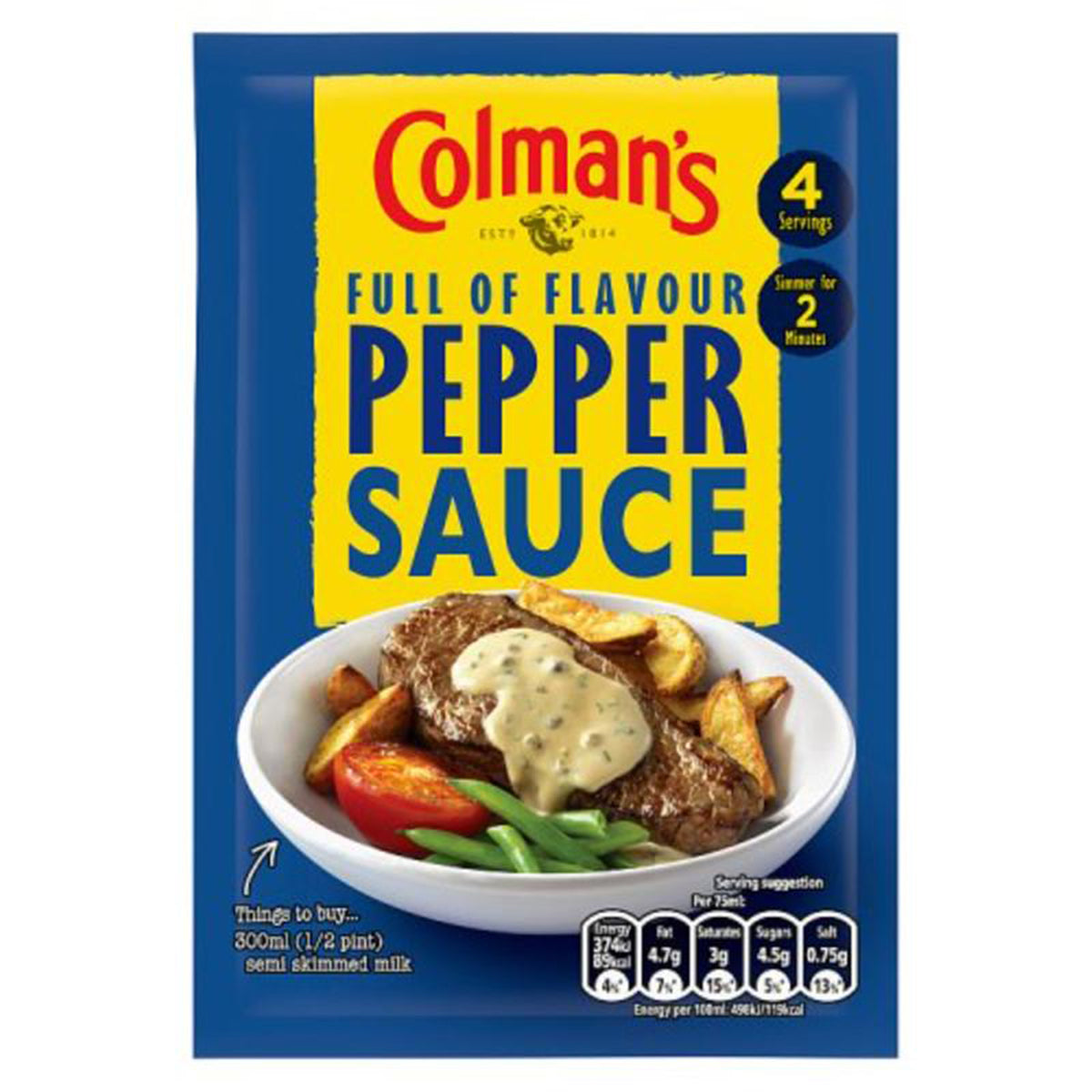 Colman's full flavour pepper sauce becomes Colmans - Pepper Sauce - 40g by the brand name Colmans.