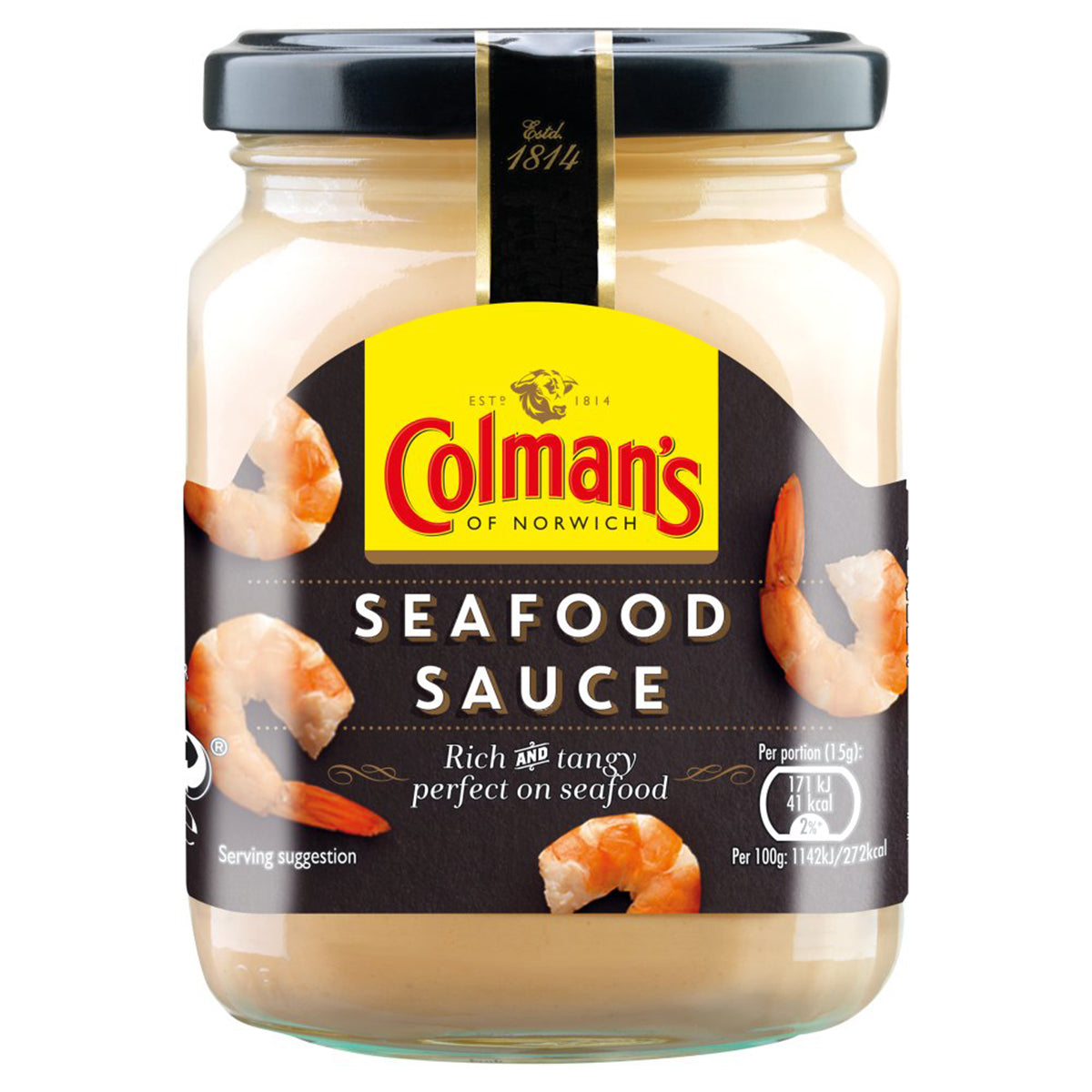 A jar of Colmans Seafood Sauce.