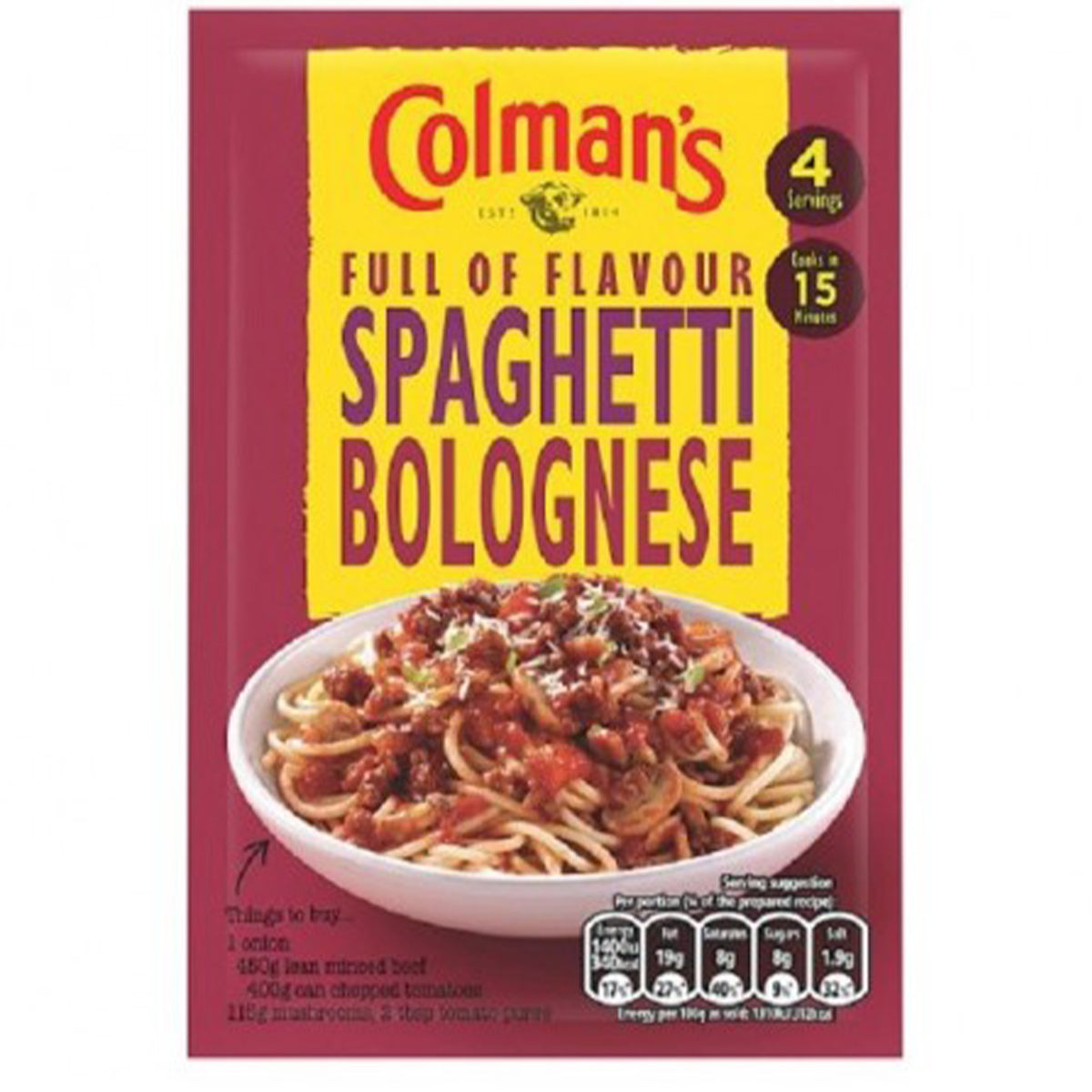 Colmans full of flavour spaghetti bolognese.
