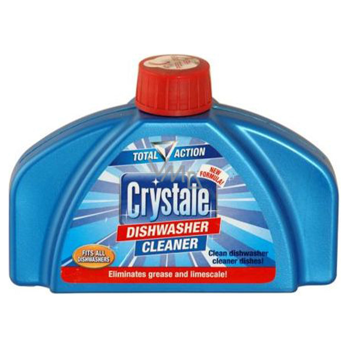 A bottle of Crystale Dishwasher Cleaner - 250ml on a white background. A bottle of Crystale Dishwasher Cleaner - 250ml on a white background.