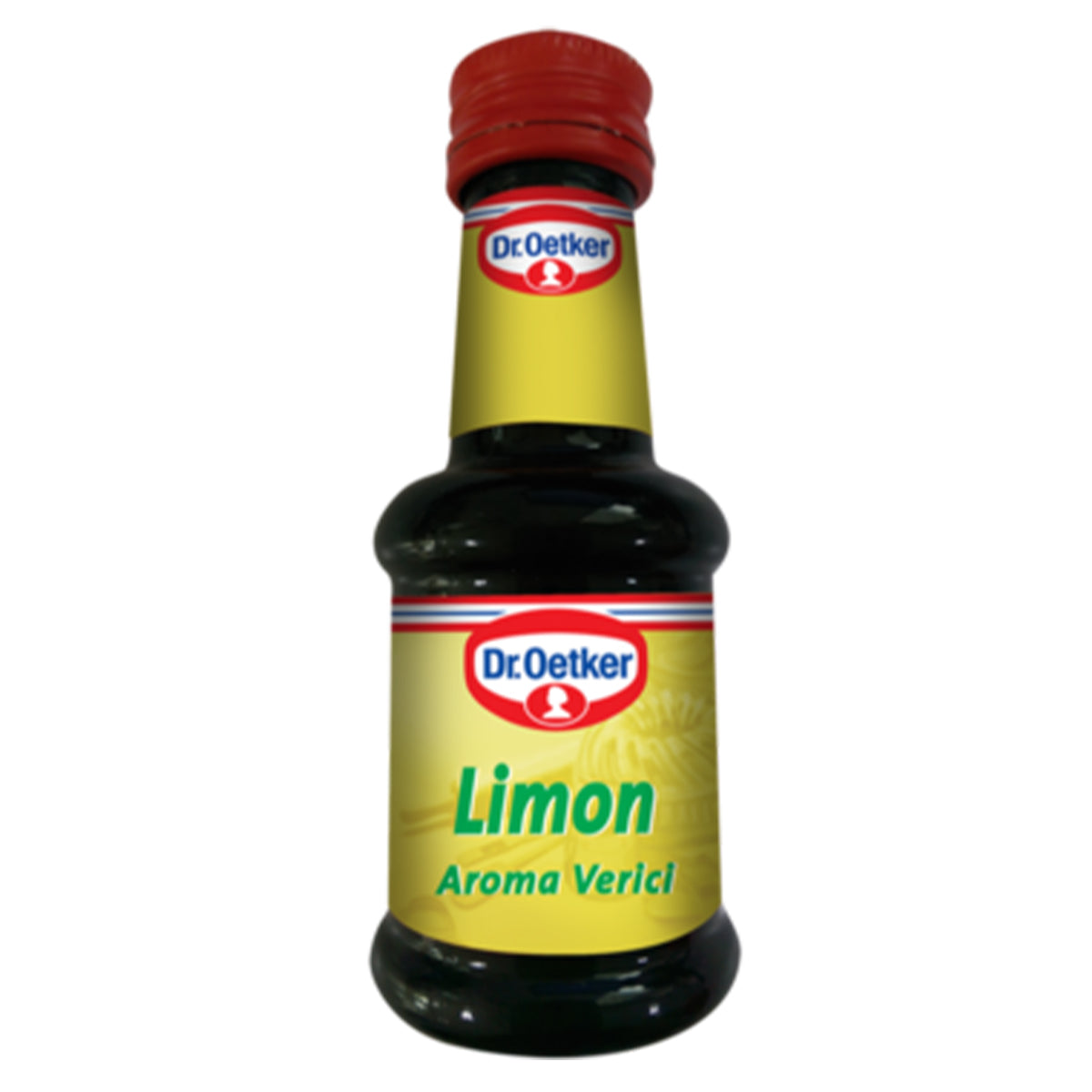 A bottle of Dr. Oetker - Lemon Essence - 38ml on a white background. A bottle of Dr. Oetker - Lemon Essence - 38ml on a white background.