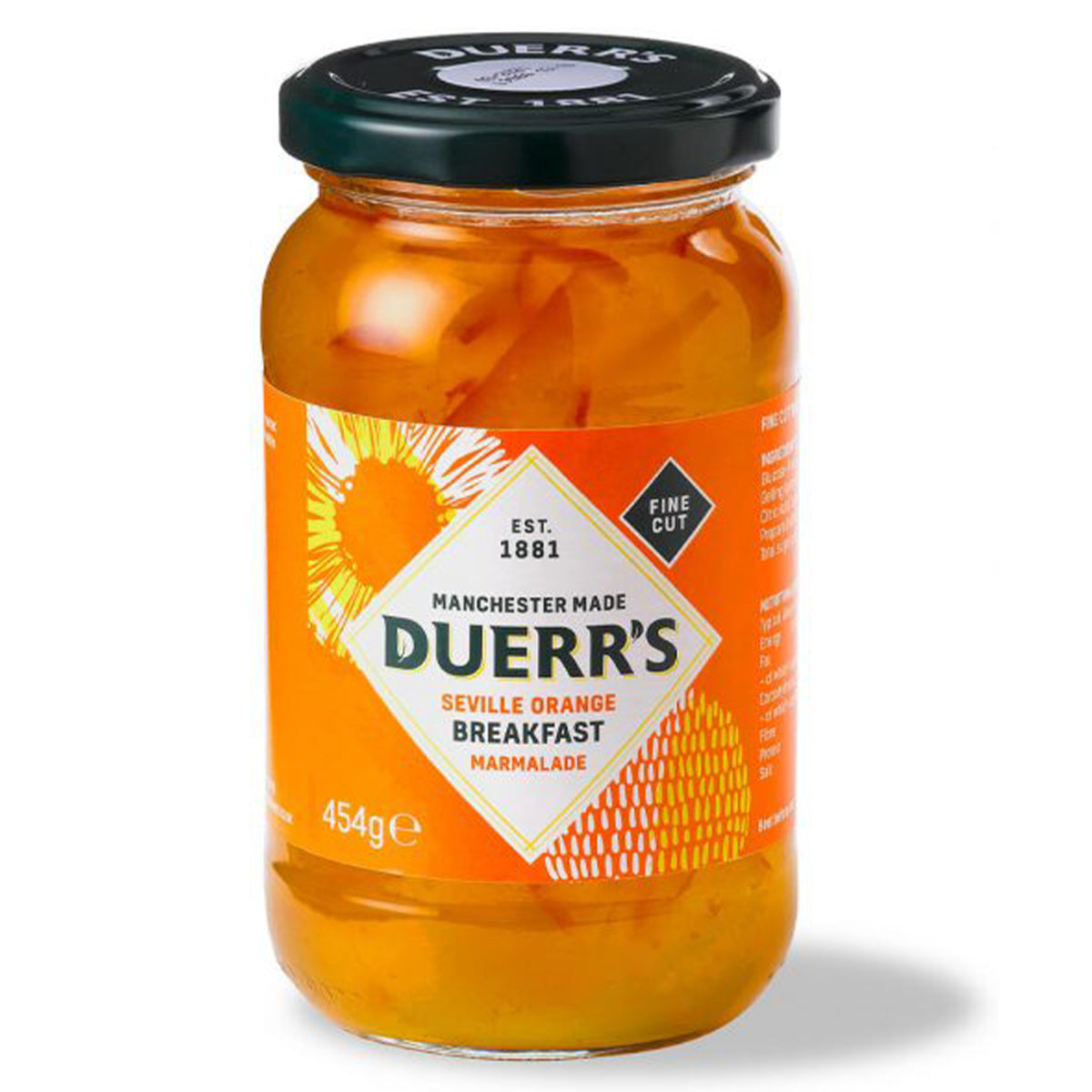 A jar of Duerrs - Seville Orange Mamalade - 454g breakfast pickles.