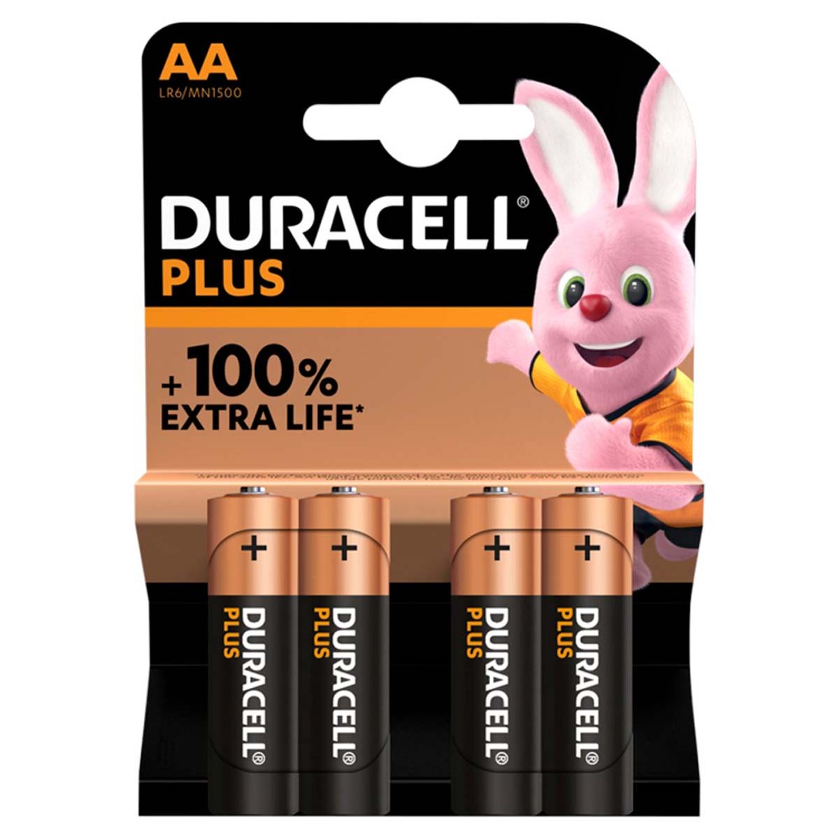 Duracell Plus - AA Alkaline 100% Extra Life Batteries - 4 Pack - Continental Food Store