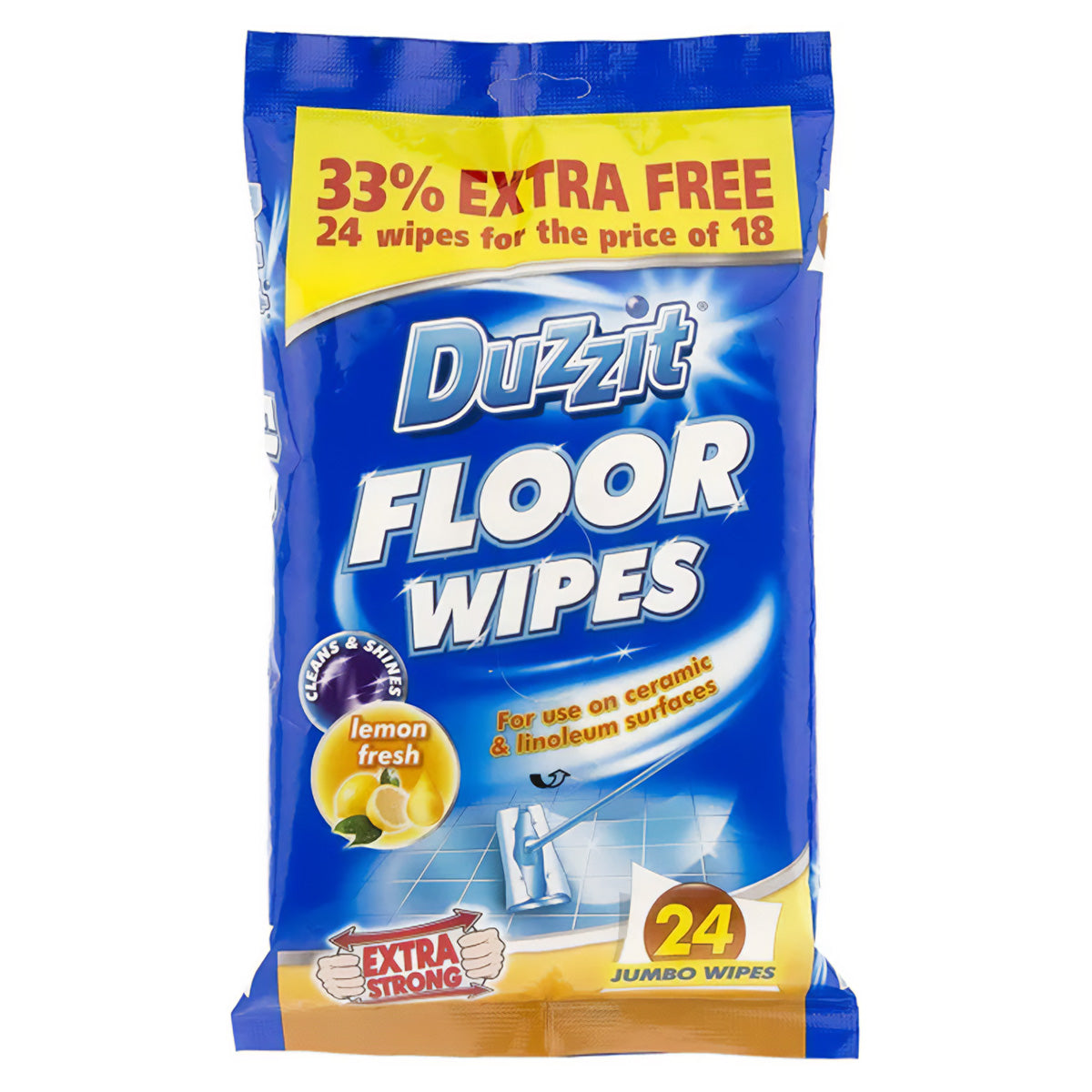 Duzzit - Floor Wipes - 24 Wipes in a bag.