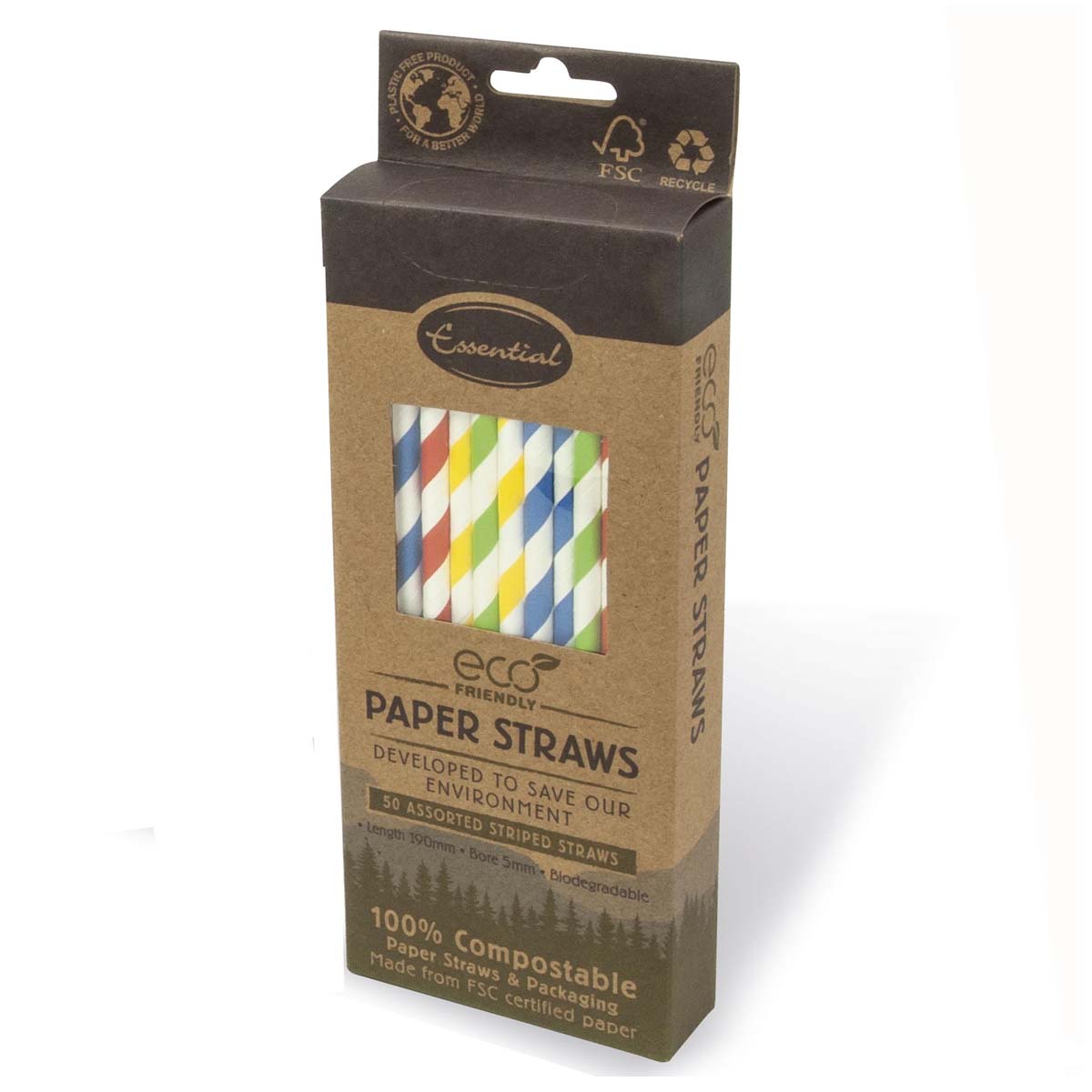 Essential - Eco Friendly Paper Straws - 50 pcs - Continental Food Store