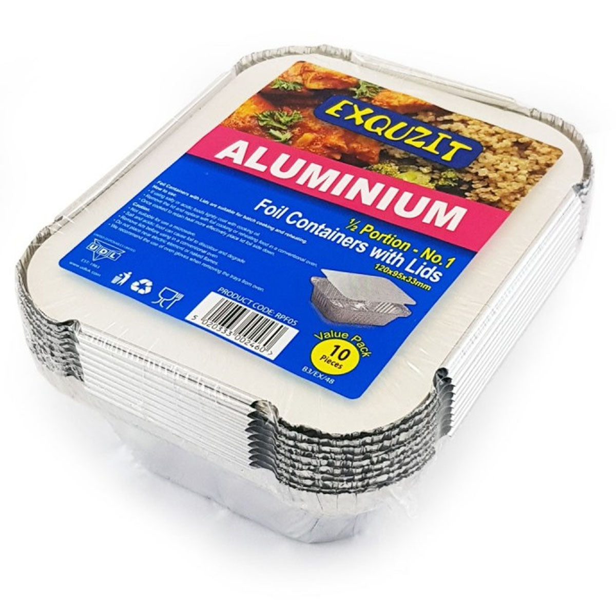 Exquzit - Aluminium Foil Containers with Lids - 10 Pack - Continental Food Store