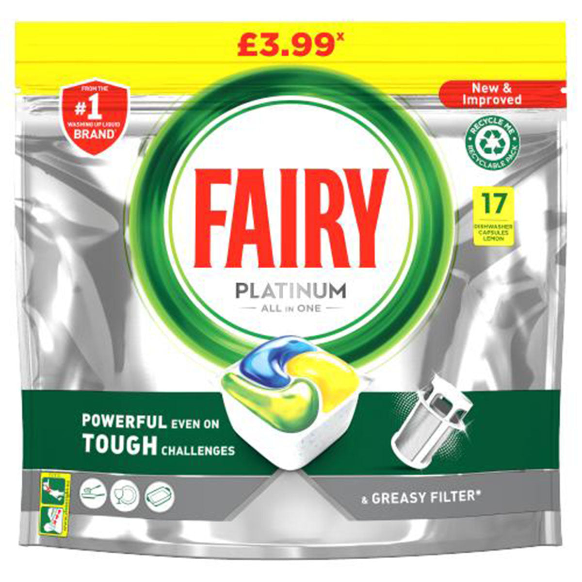 Fairy - Platinum All In One Dishwasher Tablets Lemon - 17 Tablets - Continental Food Store