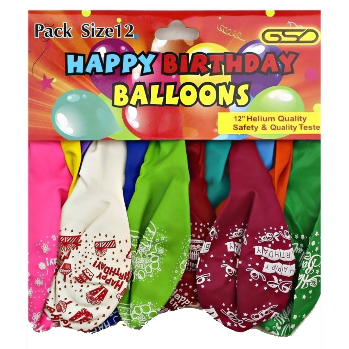 GSD - Birthday Balloons - 12 Pack - Continental Food Store GSD - Birthday Balloons - 12 Pack - Continental Food Store