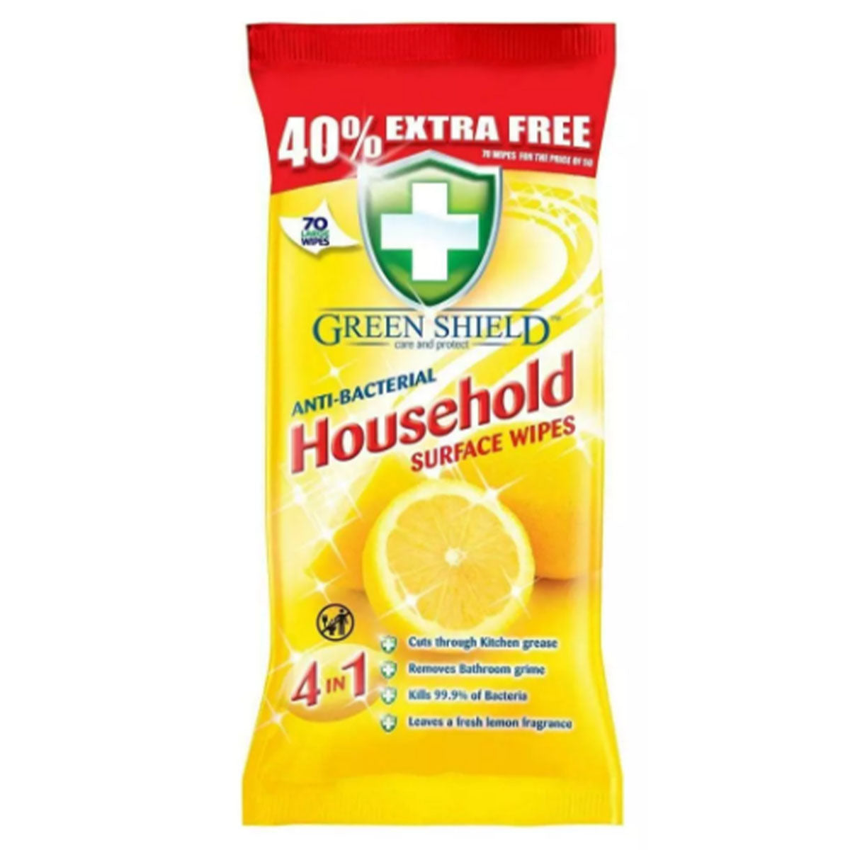 Green Shield - Anti-Bacterial Household Surface Wipes - 70pcs - Continental Food Store