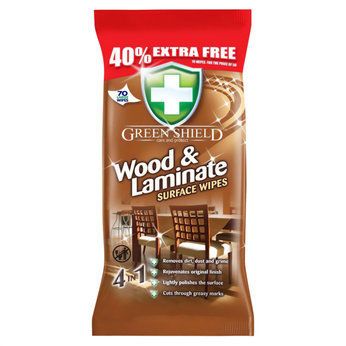 Green Shield - Wood & Laminate Wipes - 70 Wipes by Green Shield