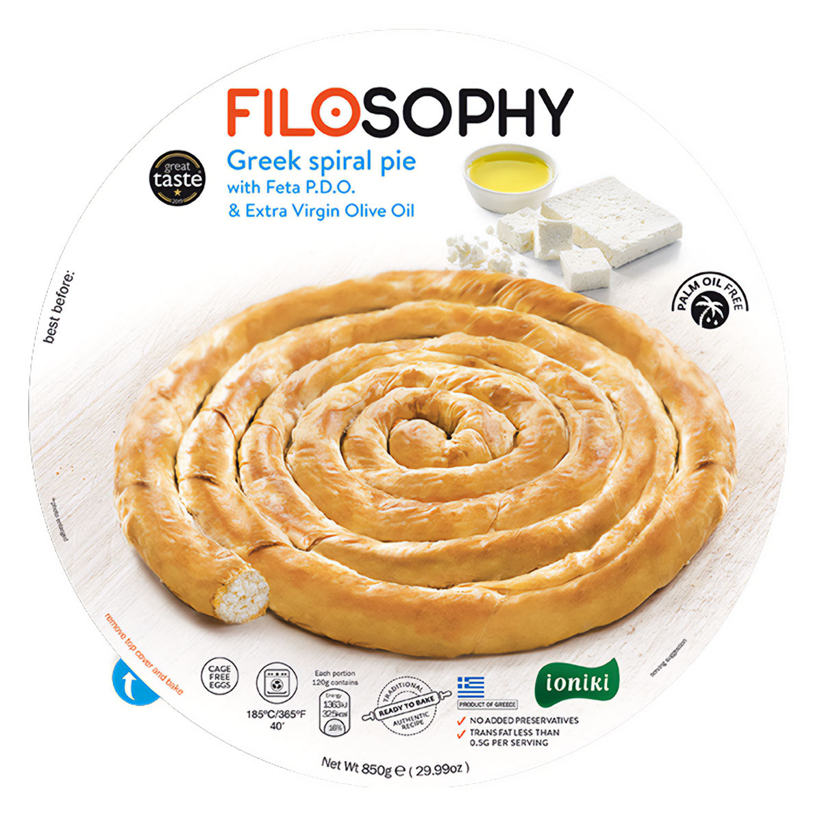 Ioniki - Filosophy Spiral Pie with Feta Cheese - 850g - Continental Food Store