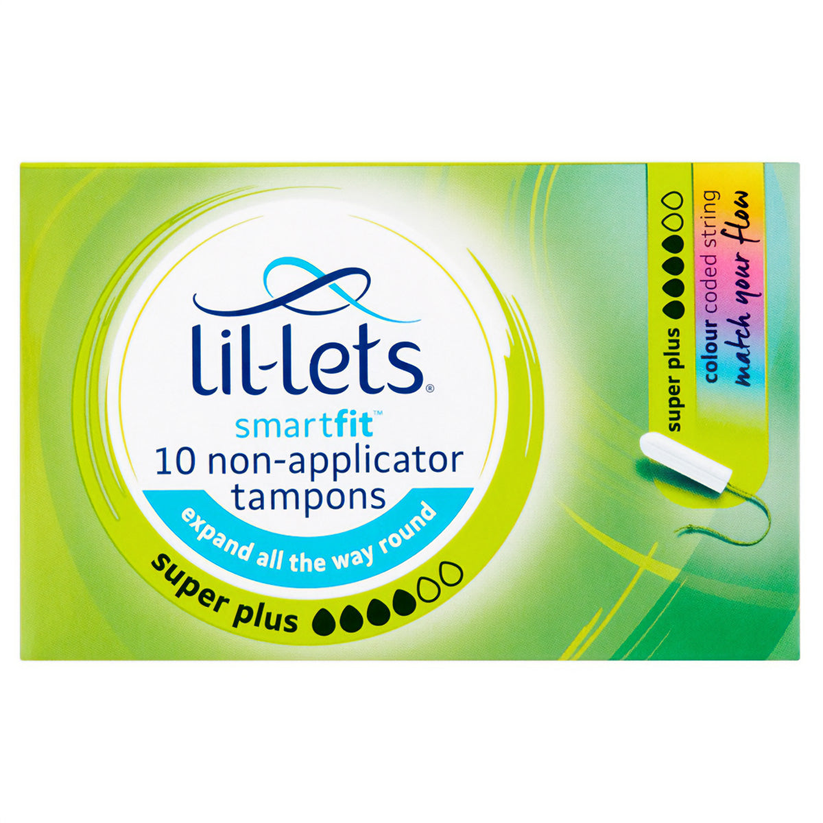 A package of Lil-Lets Non-Applicator Super Plus Tampons - 10 Pack tampons.