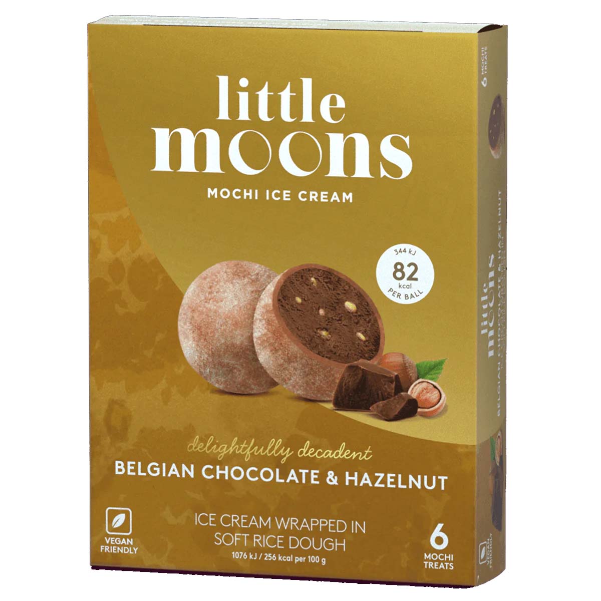 Little Moons - Mochi Ice Cream Belgian Chocolate & Hazelnut - 6 x 32g - Continental Food Store Little Moons - Mochi Ice Cream Belgian Chocolate & Hazelnut - 6 x 32g - Continental Food Store