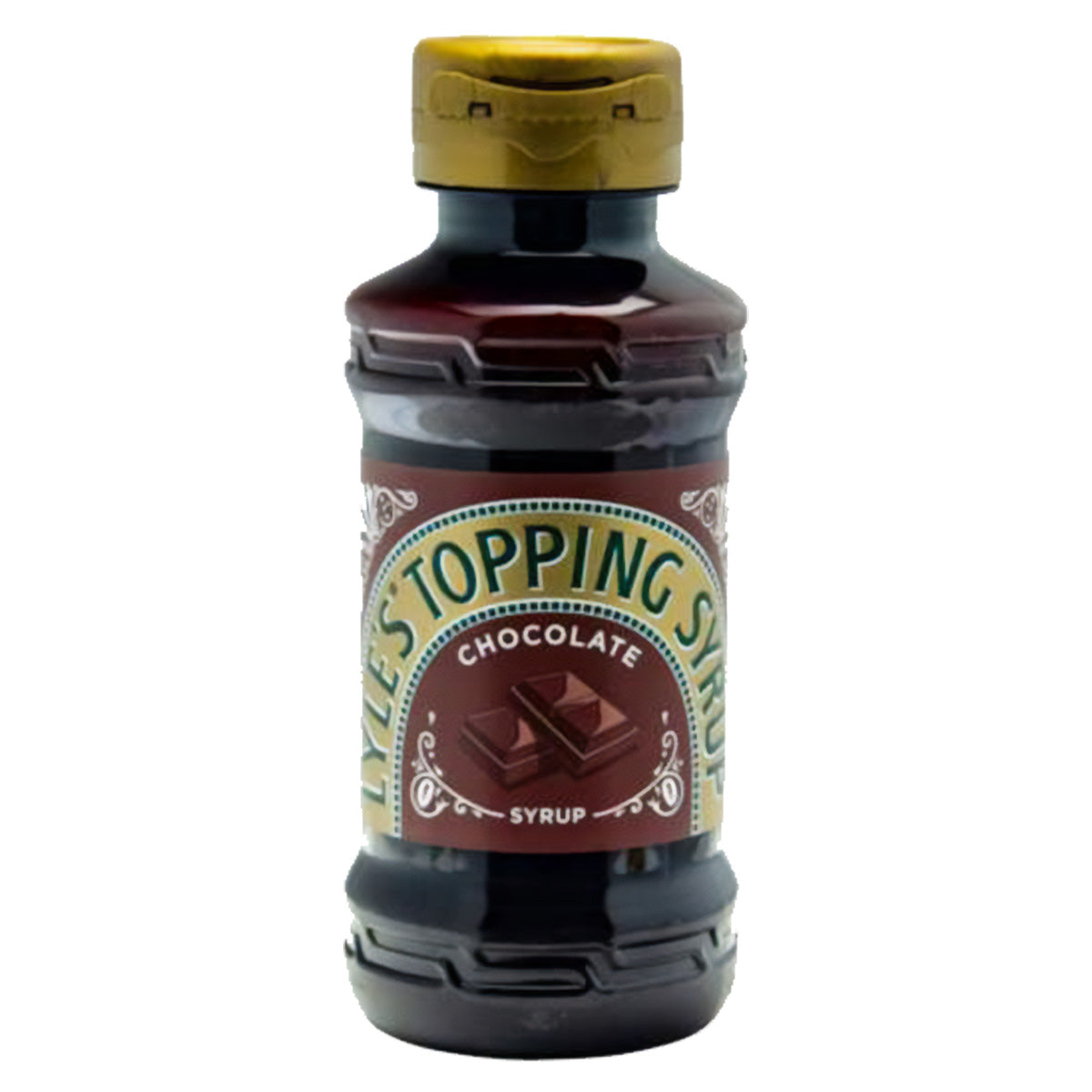 A bottle of Lyle's - Topping Syrup Chocolate - 325g on a white background.
