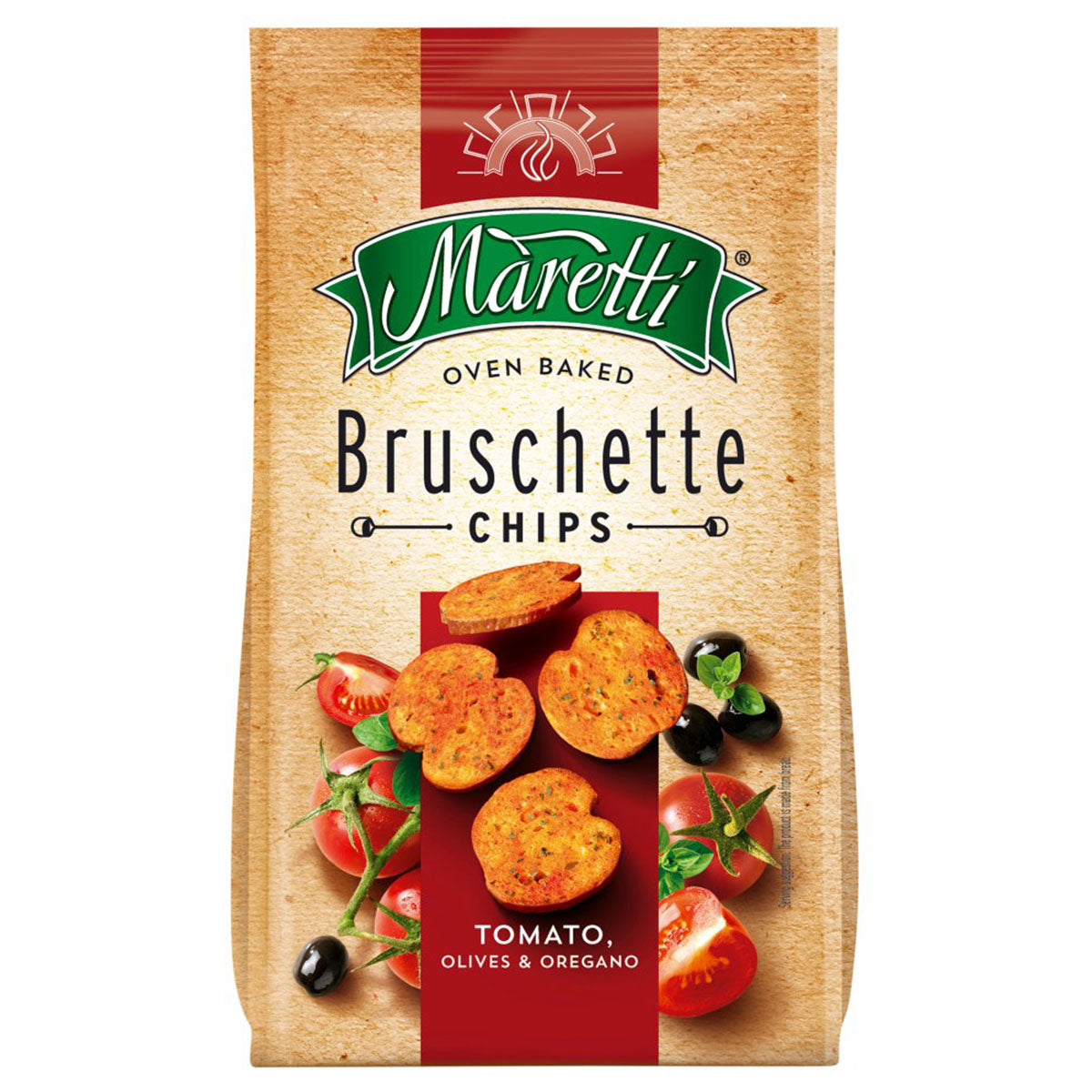 Maretti - Oven Baked Bruschette Chips Tomato Olives & Oregano - 70g - Continental Food Store Maretti - Oven Baked Bruschette Chips Tomato Olives & Oregano - 70g - Continental Food Store