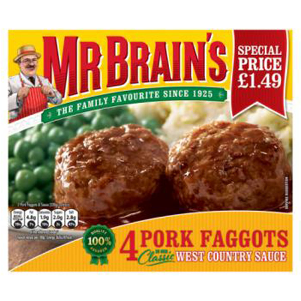Mr Brain's - 4 Pork Faggots - 439g - Continental Food Store