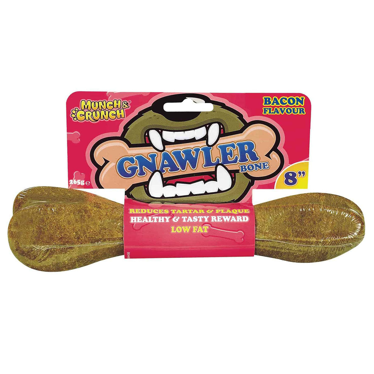 Munch & Crunch - Gnawler Bone Bacon 8" - 265g - Continental Food Store Munch & Crunch - Gnawler Bone Bacon 8" - 265g - Continental Food Store