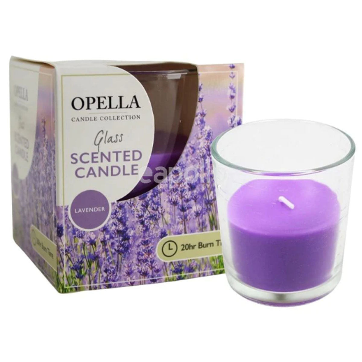 Opella - Candle Collection Lavender Scented Glass Candle  20hr Burn Time - 255g - Continental Food Store