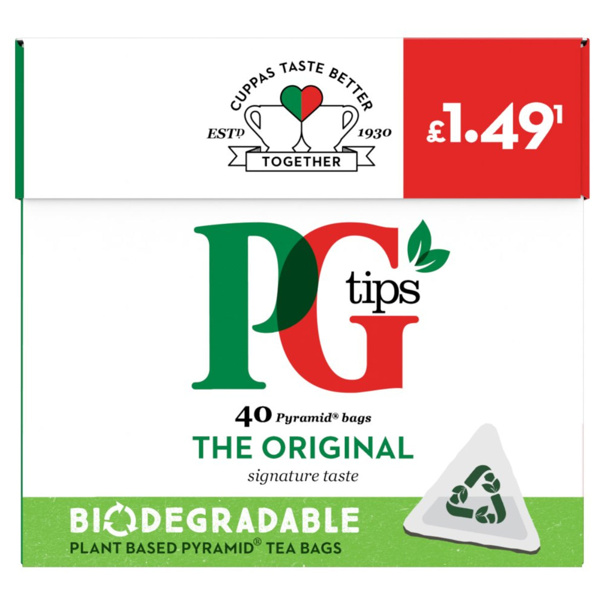 PG Tips - The Original 40 Pyramid Bags - 116g - Continental Food Store