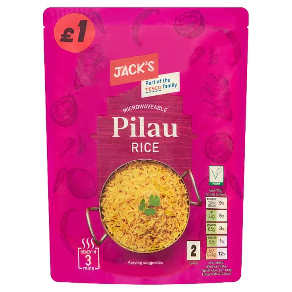 Jack's - Microwaveable Pilau Rice - 250g - Continental Food Store