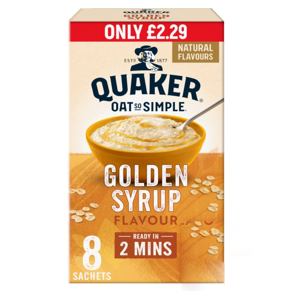 Quaker - Oat So Simple Golden Syrup Porridge - 8 x 36g - Continental Food Store Quaker - Oat So Simple Golden Syrup Porridge - 8 x 36g - Continental Food Store