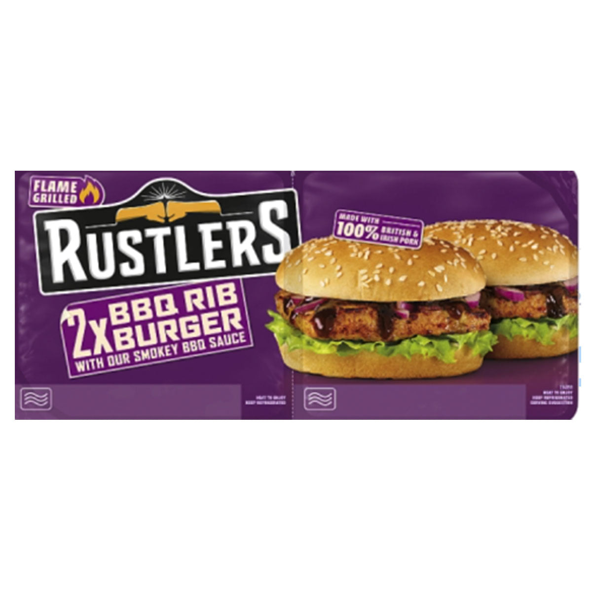 Rustlers - 2 BBQ Rib Burger with Our Smokey BBQ Sauce - 244g - Continental Food Store