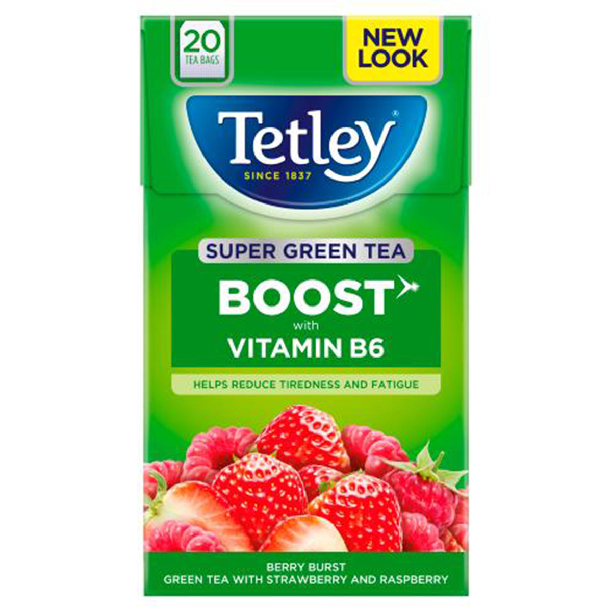 Tetley - Super Green Tea Boost Strawberry & Raspberry Tea Bags x20 - Continental Food Store