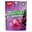 Amos - Peelerz Gummy Grapes - 65g features a purple pack with grapes and a peeled gummy, highlighting “Made with Real Fruit Juice” and “Peelable”—an ideal fruity, fun snack for grape fans.