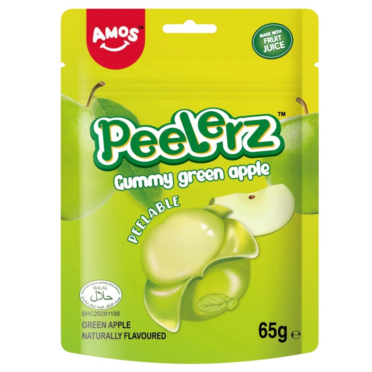 Amos Peelerz Gummy Green Apple package on a white background