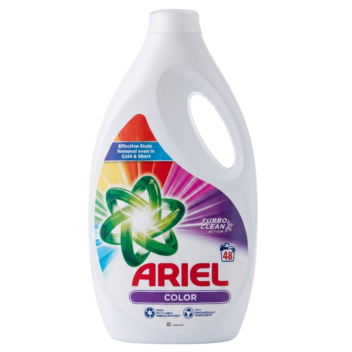 A bottle of Ariel Color Turbo Clean 2 Active Stain Remover laundry detergent on a plain white background.