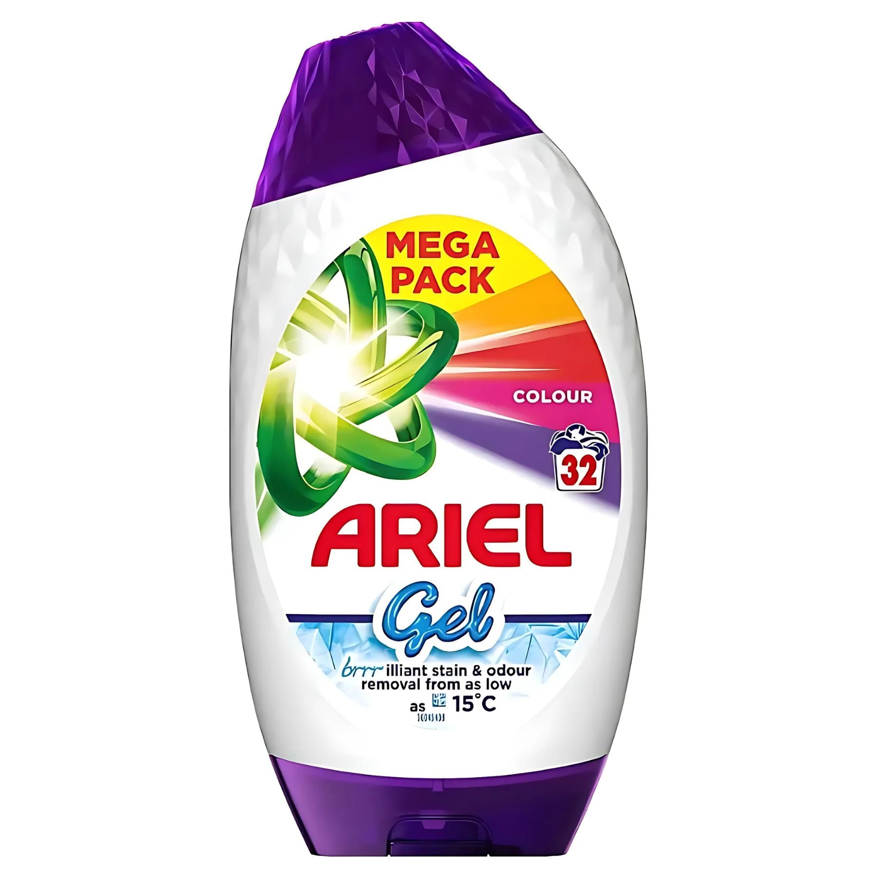 Ariel Colour Washing Gel 1056ml, labeled for 32 washes, offers stain removal and superior colour care.