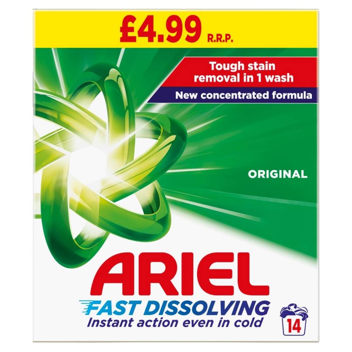 Ariel - Original Washing Powder 14 Washes (700g) delivers tough stain removal in one wash with its concentrated formula. Enjoy 14 washes for just £4.99—trusted Ariel quality for brilliant cleaning every time.