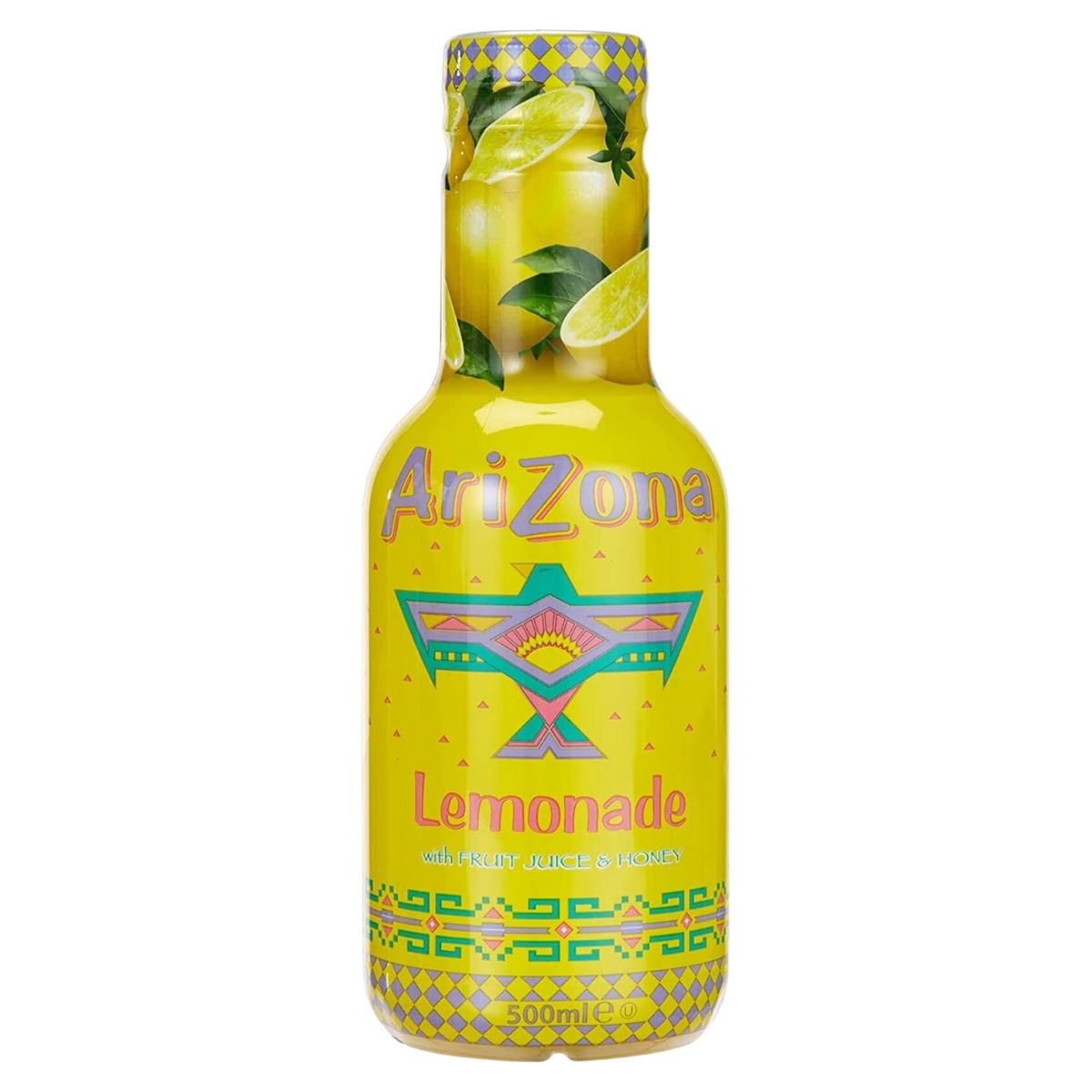 A bottle of Arizona - Lemonade with Honey - 500ml on a white background.