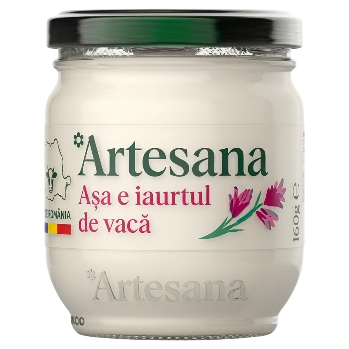 Jar of Artesana yogurt with a white background