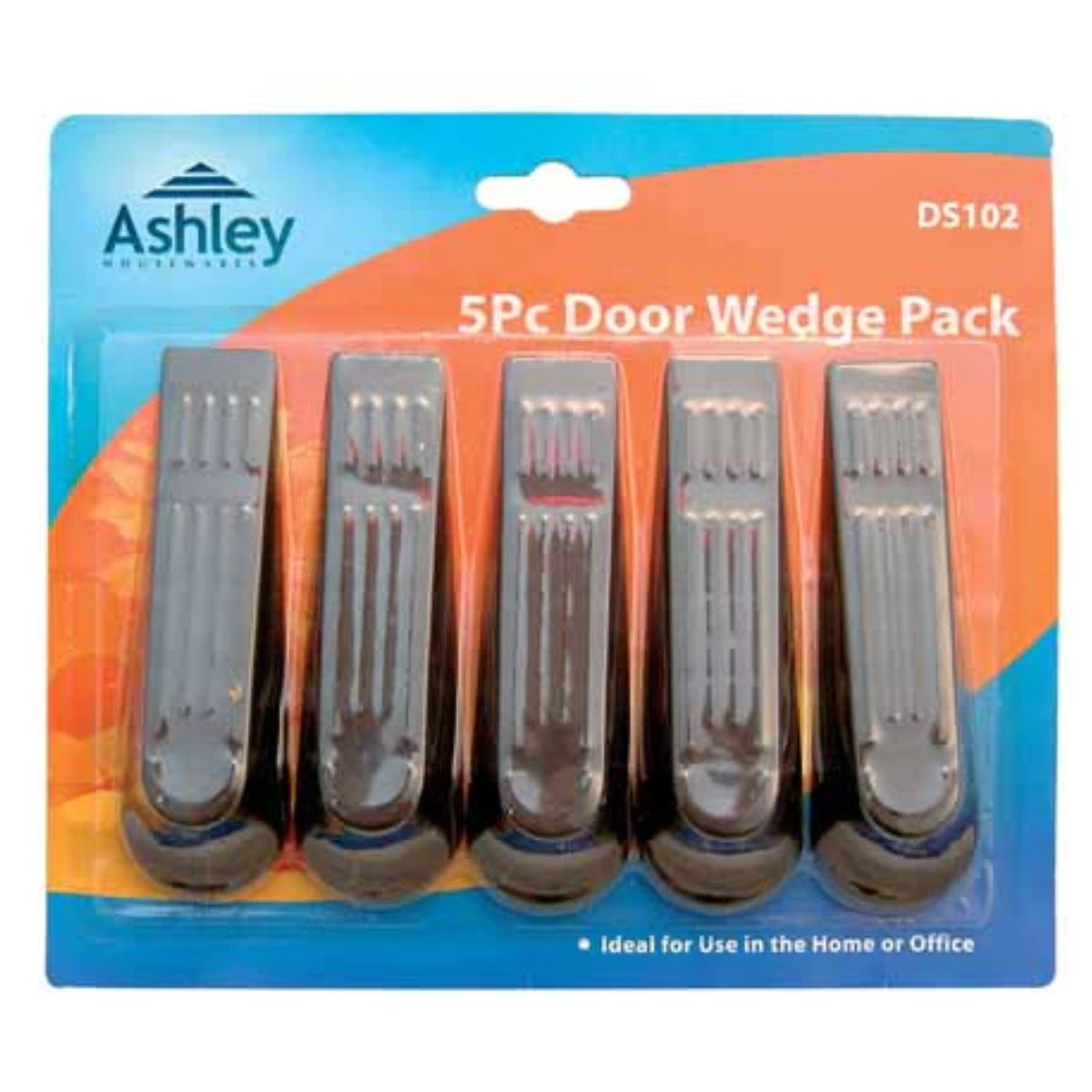 A pack of 5 Ashley - Housewares Plastic Door Wedges, suitable for home or office use.