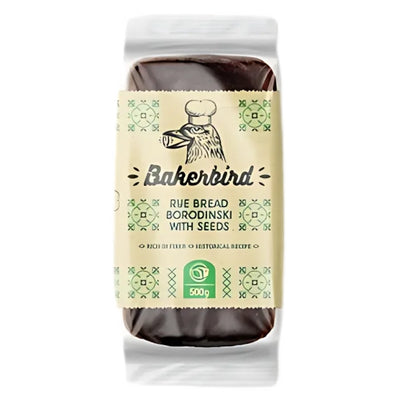 Package of Bakerbird Rye Bread with Seeds, 500g.