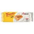 Balconi - Trancetto Cake Slices with Strawberry Cream, 280g, featuring layers of strawberry cream. The package highlights no preservatives or artificial colors on a white and yellow background.